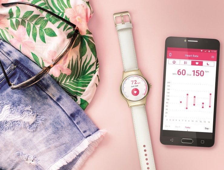 Alcatel likes to MOVE it 1 Overhead shot of female casual clothes on pink background